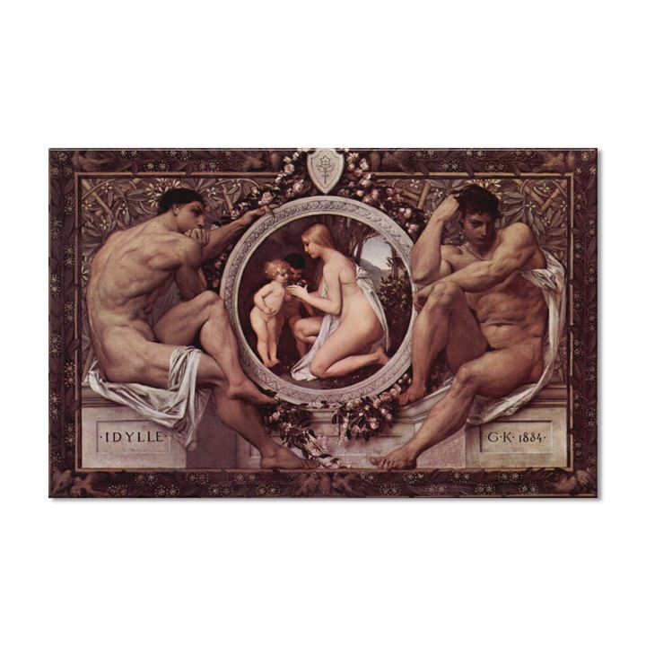 Tablou Canvas Premium Arta Clasica Heartwork, Reproducere, Gustav Klimt, Idylle. Idylls 1884, 80 cm x 51 cm