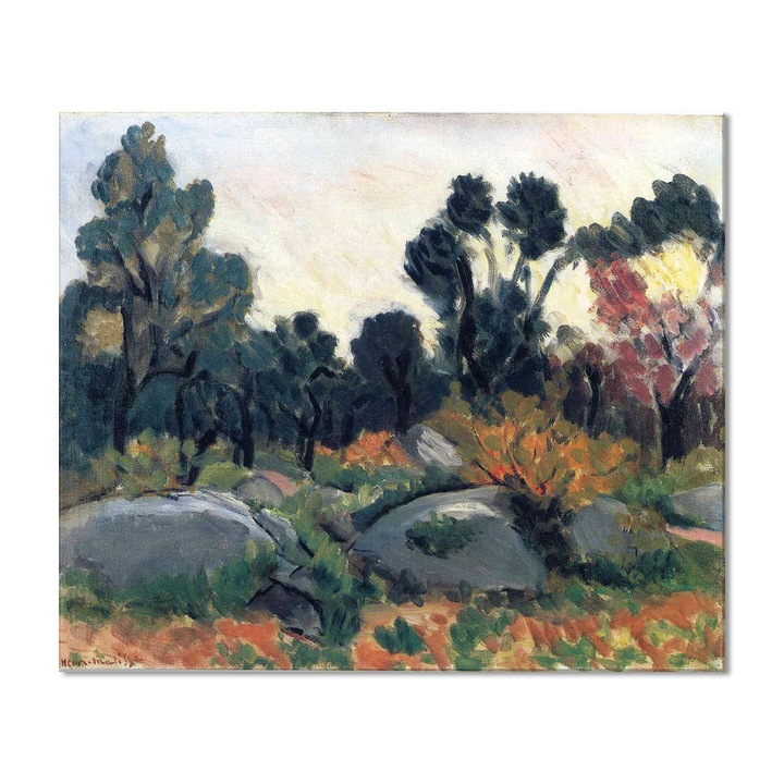 Tablou Canvas Premium Arta Clasica Heartwork, Reproducere, Henri Matisse, Landscape of Corsica 1898, 80 cm x 67 cm