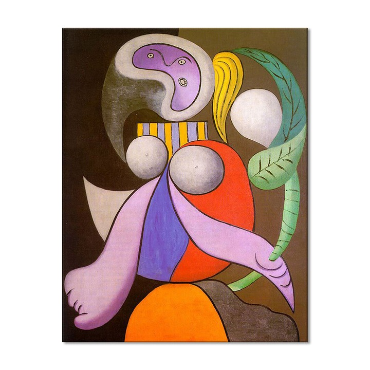 Tablou Canvas Premium Arta Clasica Heartwork, Reproducere, Pablo Picasso, Woman with flower 1932, 63 cm x 80 cm