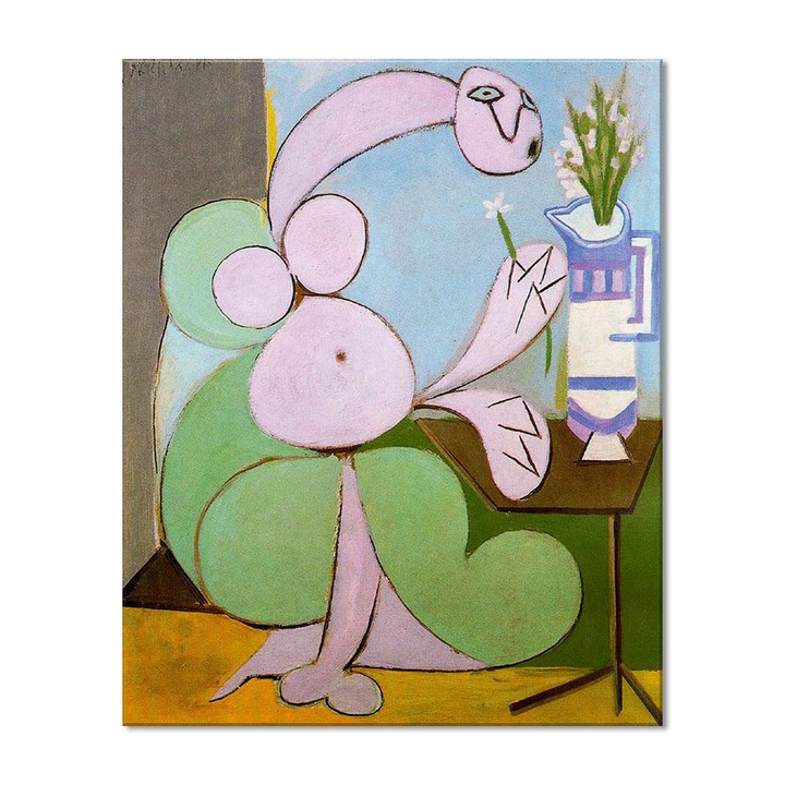 Tablou Canvas Premium Arta Clasica Heartwork, Reproducere, Pablo Picasso, Woman with bouquet 1936, 65 cm x 80 cm