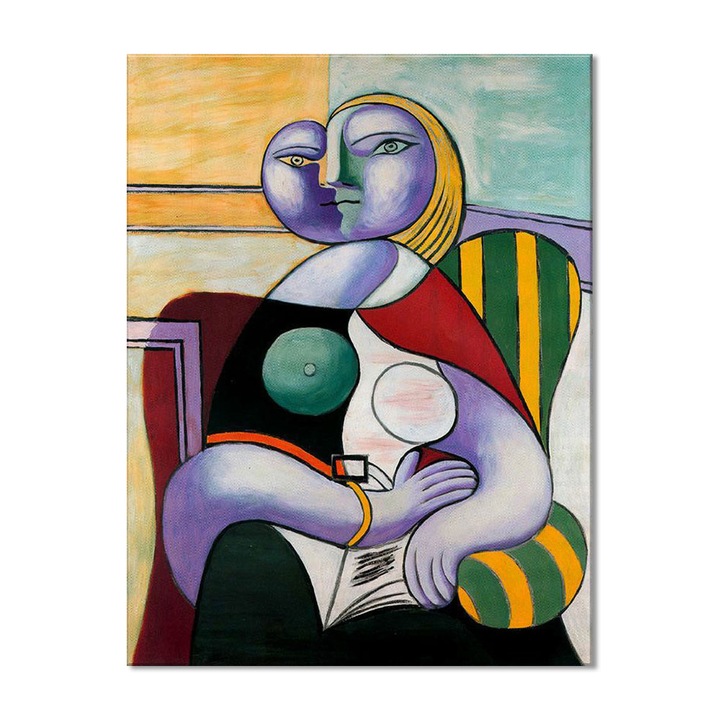 Tablou Canvas Premium Arta Clasica Heartwork, Reproducere, Pablo Picasso, Reading 1932, 61 cm x 80 cm