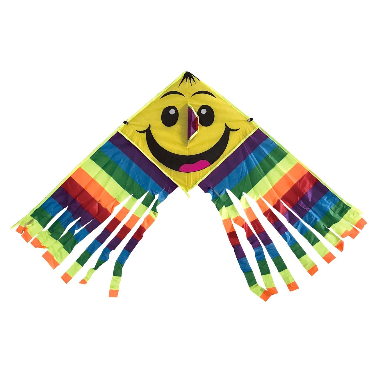 Zmeu cu emoticon si franjuri multicolore cu franghie de 40 metrii