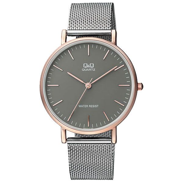Ceas Q&Q QA20J412Y, barbatesc, carcasa 39mm, Rose Gold, bratara inox milanese