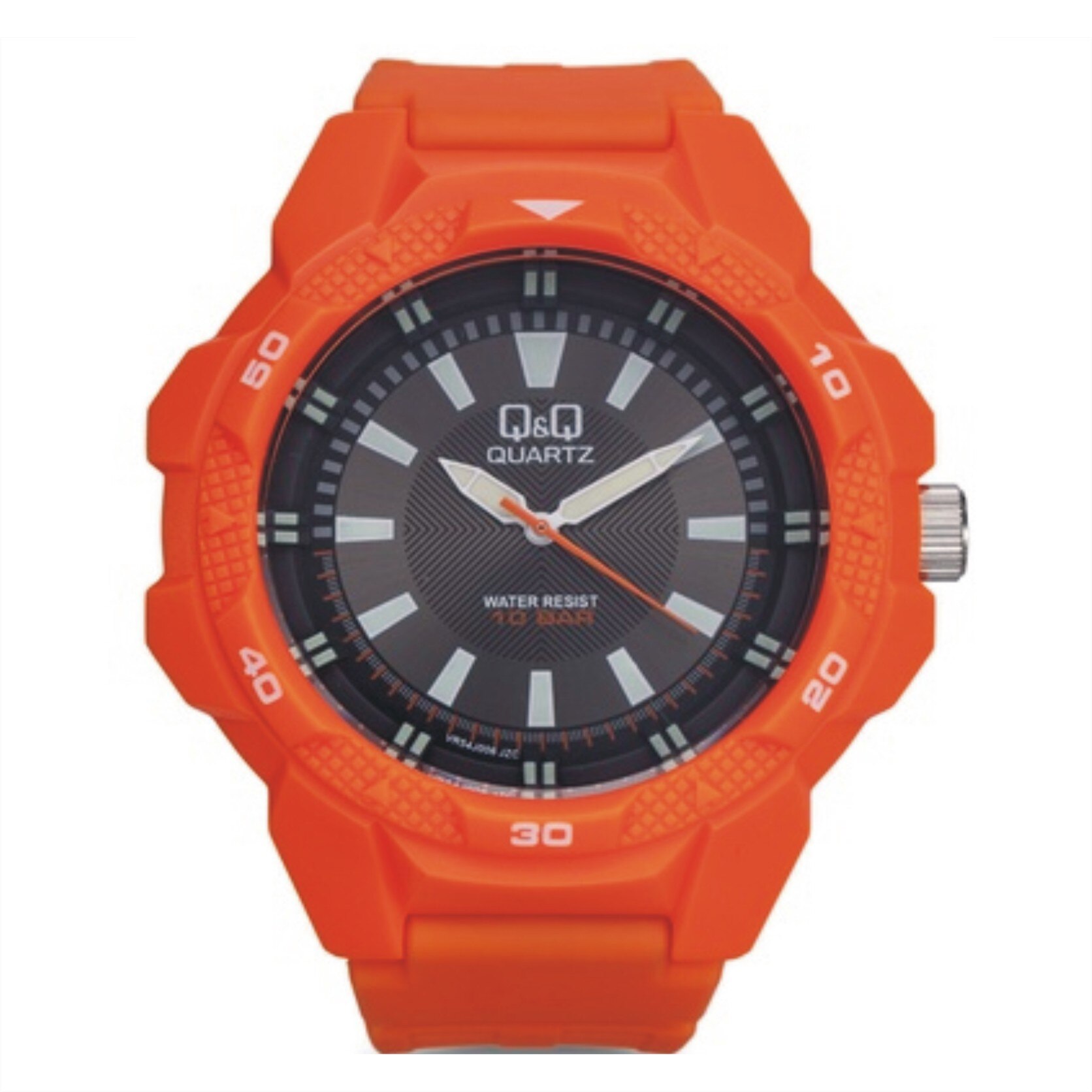 Ceas Q&Q VR54J006Y, barbatesc, portocaliu, carcasa 48mm