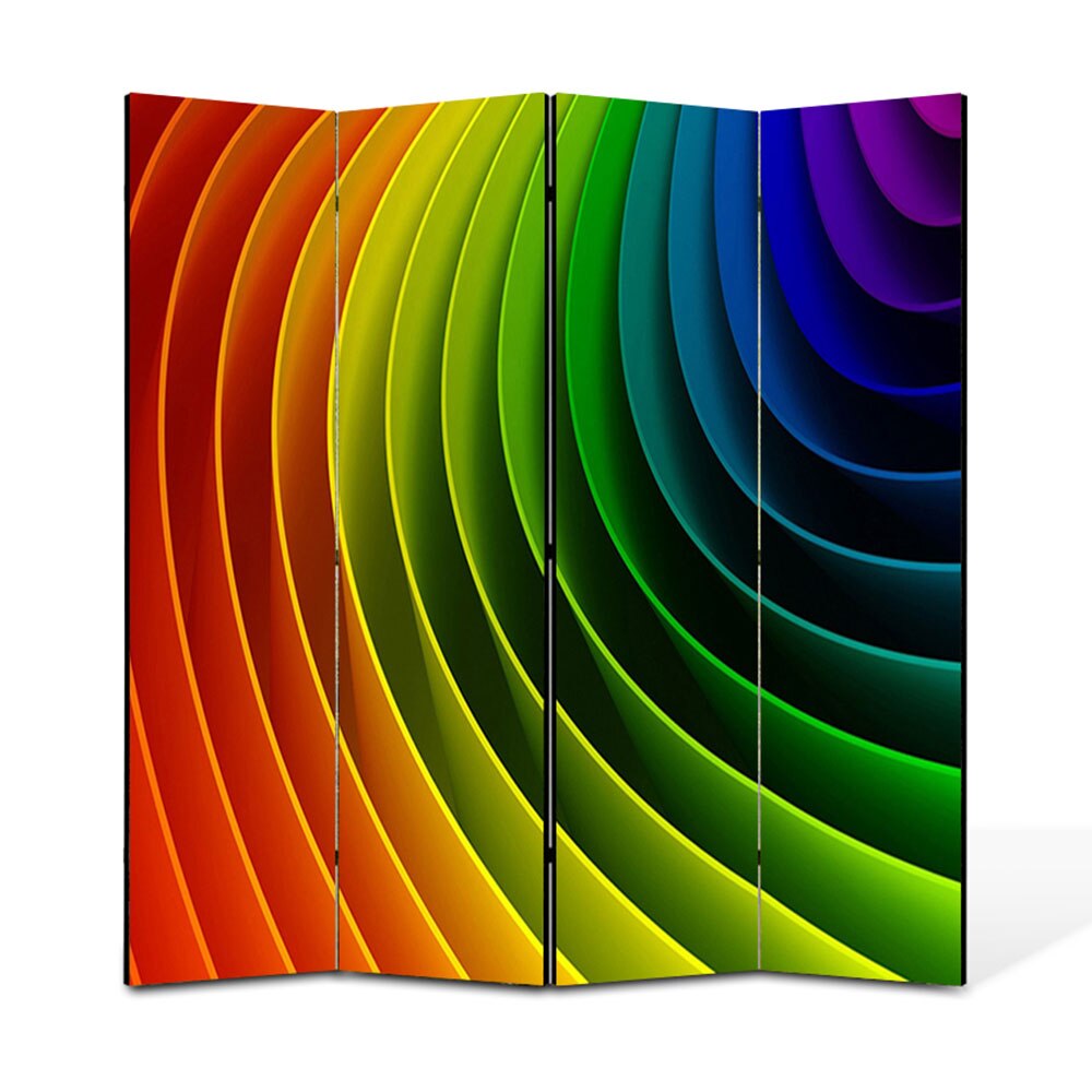 Paravan 4 piese Premium Heartwork TrueColor Curcubeu, Panza pe cadru de lemn, Decoratiuni Moderne pentru Casa, 4 x 45 x 180 cm, 180 x 180 cm