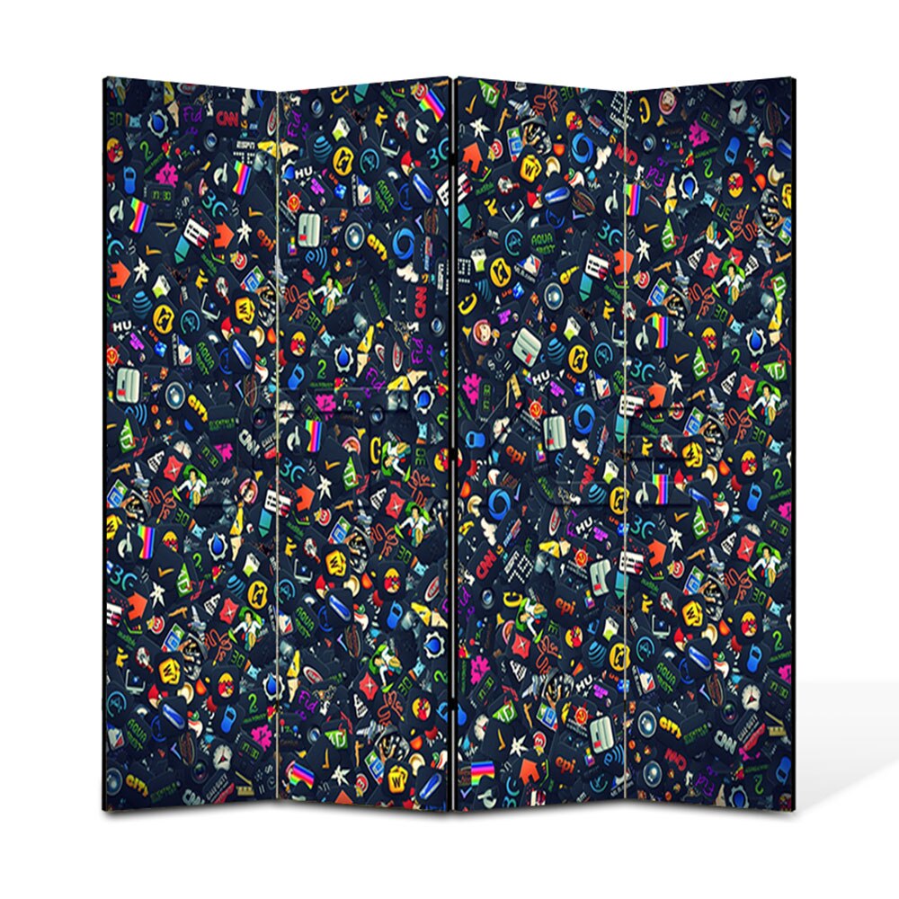 Paravan 4 piese Premium Heartwork TrueColor Culori, Panza pe cadru de lemn, Decoratiuni Moderne pentru Casa, 4 x 45 x 180 cm, 180 x 180 cm