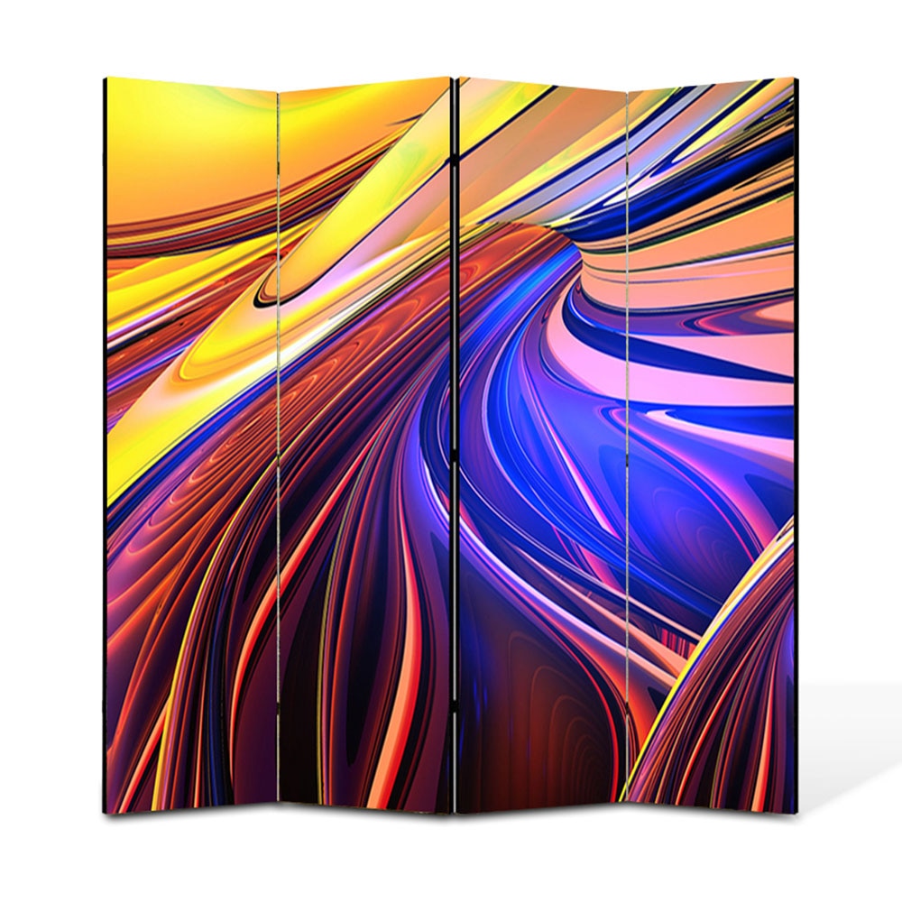 Paravan 4 piese Premium Heartwork TrueColor Forme abstracte, Panza pe cadru de lemn, Decoratiuni Moderne pentru Casa, 4 x 45 x 180 cm, 180 x 180 cm