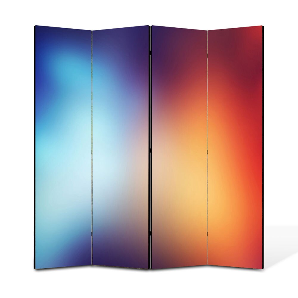 Paravan 4 piese Premium Heartwork TrueColor Rosu si albastru, Panza pe cadru de lemn, Decoratiuni Moderne pentru Casa, 4 x 45 x 180 cm, 180 x 180 cm