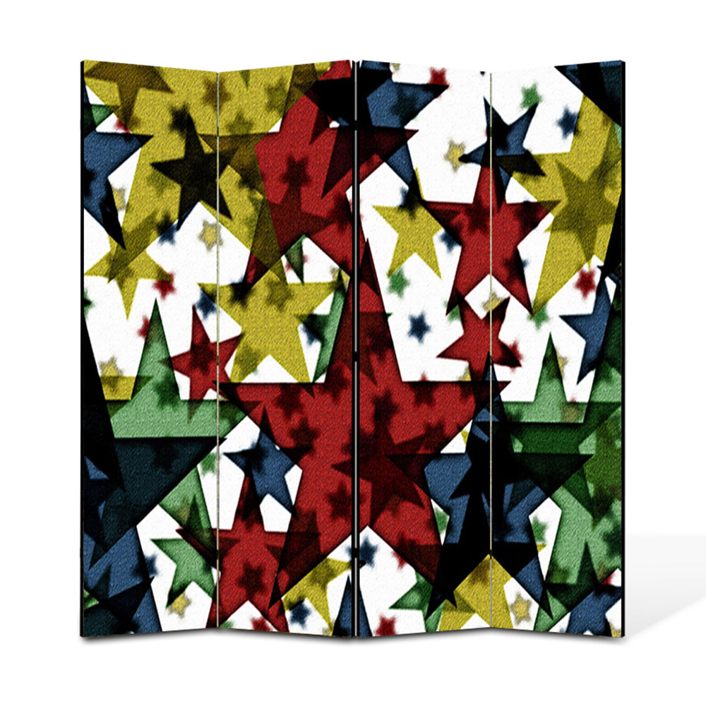 Paravan 4 piese Premium Heartwork TrueColor Stele, Panza pe cadru de lemn, Decoratiuni Moderne pentru Casa, 4 x 45 x 180 cm, 180 x 180 cm