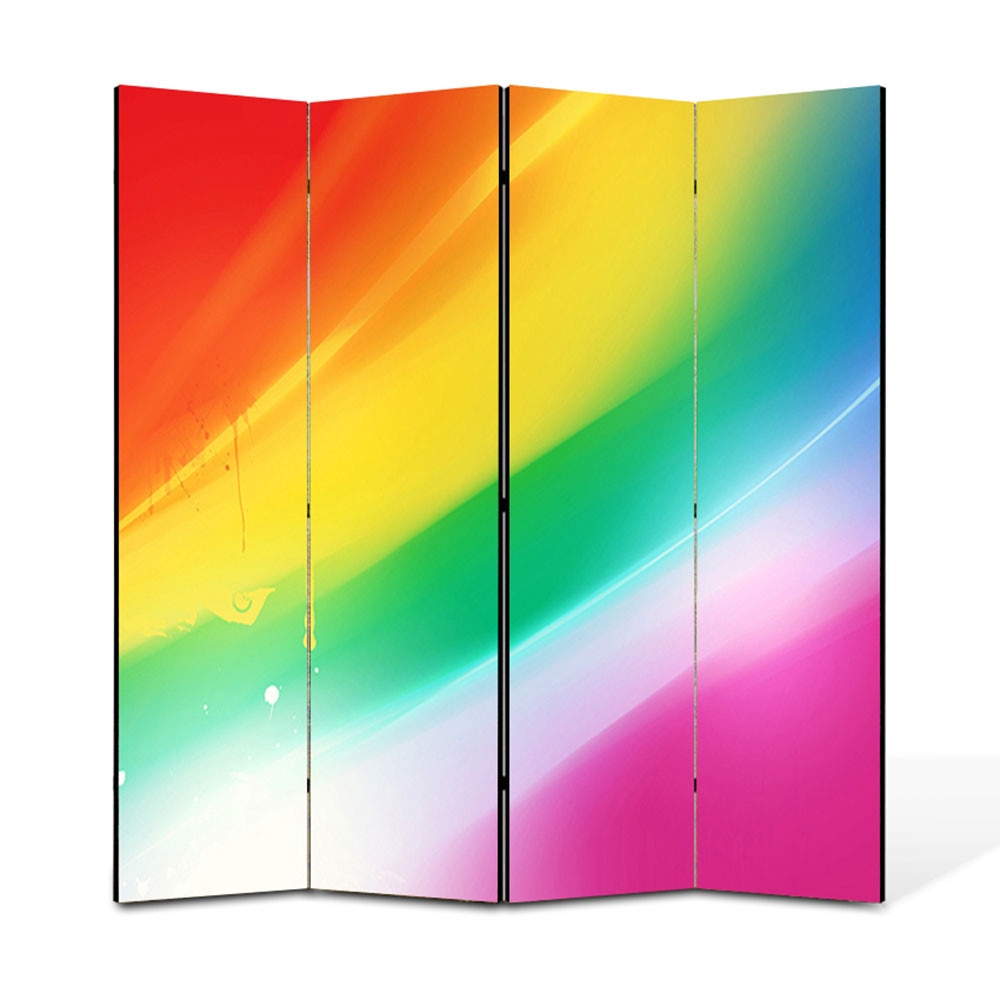 Paravan 4 piese Premium Heartwork TrueColor Culorile curcubeului, Panza pe cadru de lemn, Decoratiuni Moderne pentru Casa, 4 x 45 x 180 cm, 180 x 180 cm
