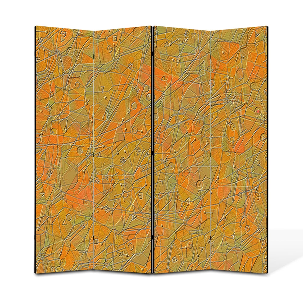 Paravan 4 piese Premium Heartwork TrueColor Textura portocalie, Panza pe cadru de lemn, Decoratiuni Moderne pentru Casa, 4 x 45 x 180 cm, 180 x 180 cm