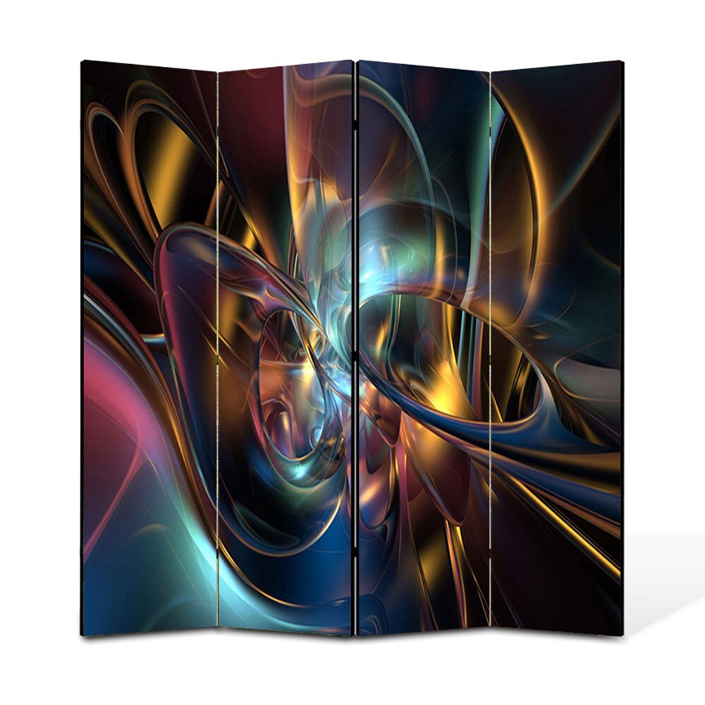 Paravan 4 piese Premium Heartwork TrueColor Lumini si forme, Panza pe cadru de lemn, Decoratiuni Moderne pentru Casa, 4 x 45 x 180 cm, 180 x 180 cm