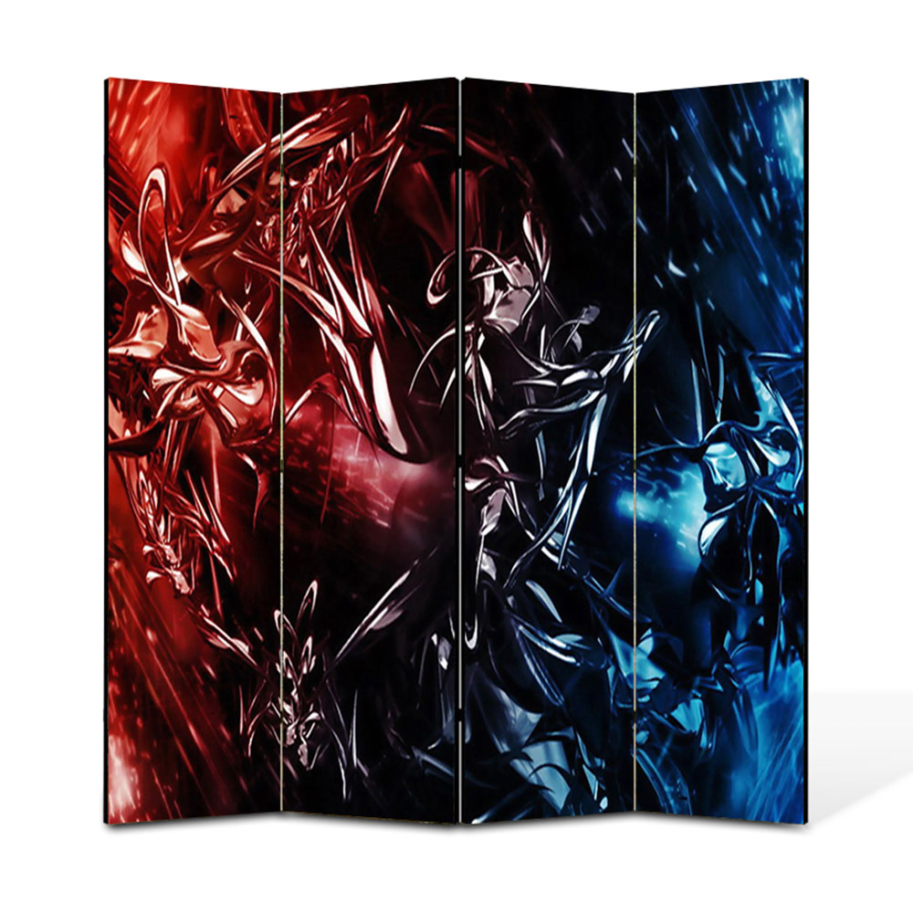 Paravan 4 piese Premium Heartwork TrueColor Foc si gheata, Panza pe cadru de lemn, Decoratiuni Moderne pentru Casa, 4 x 45 x 180 cm, 180 x 180 cm