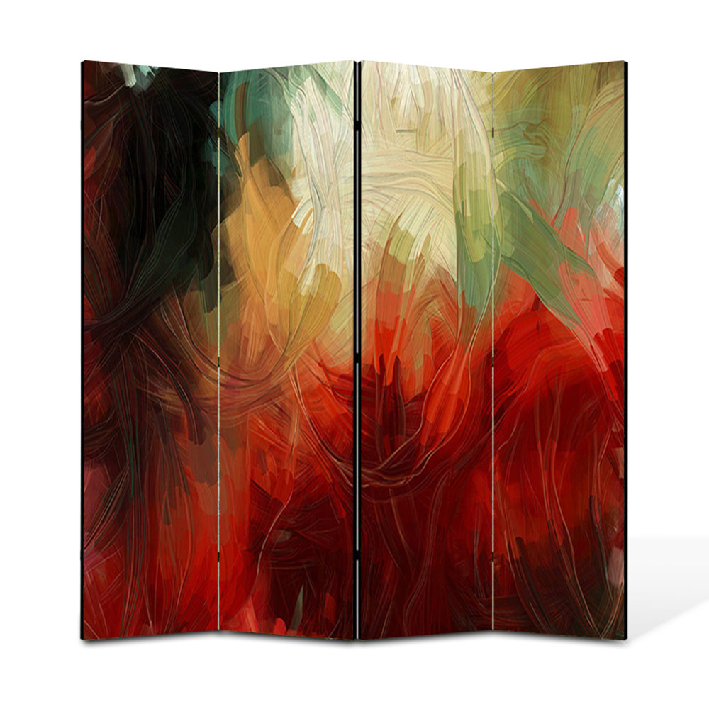 Paravan 4 piese Premium Heartwork TrueColor Pictura abstracta, Panza pe cadru de lemn, Decoratiuni Moderne pentru Casa, 4 x 45 x 180 cm, 180 x 180 cm