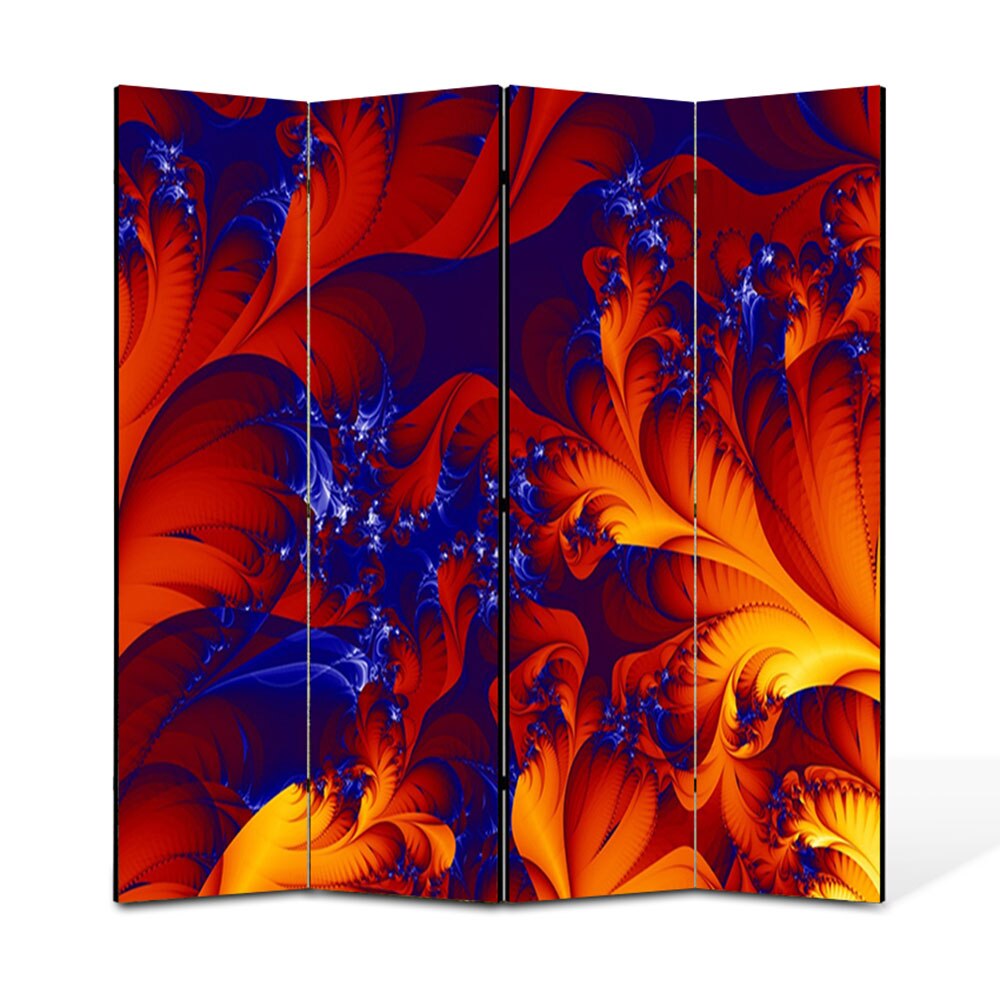 Paravan 4 piese Premium Heartwork TrueColor Frunze exotice, Panza pe cadru de lemn, Decoratiuni Moderne pentru Casa, 4 x 45 x 180 cm, 180 x 180 cm