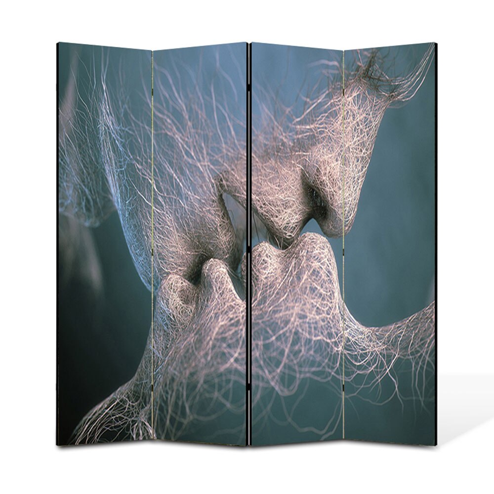 Paravan 4 piese Premium Heartwork TrueColor Sarutul, Panza pe cadru de lemn, Decoratiuni Moderne pentru Casa, 4 x 45 x 180 cm, 180 x 180 cm