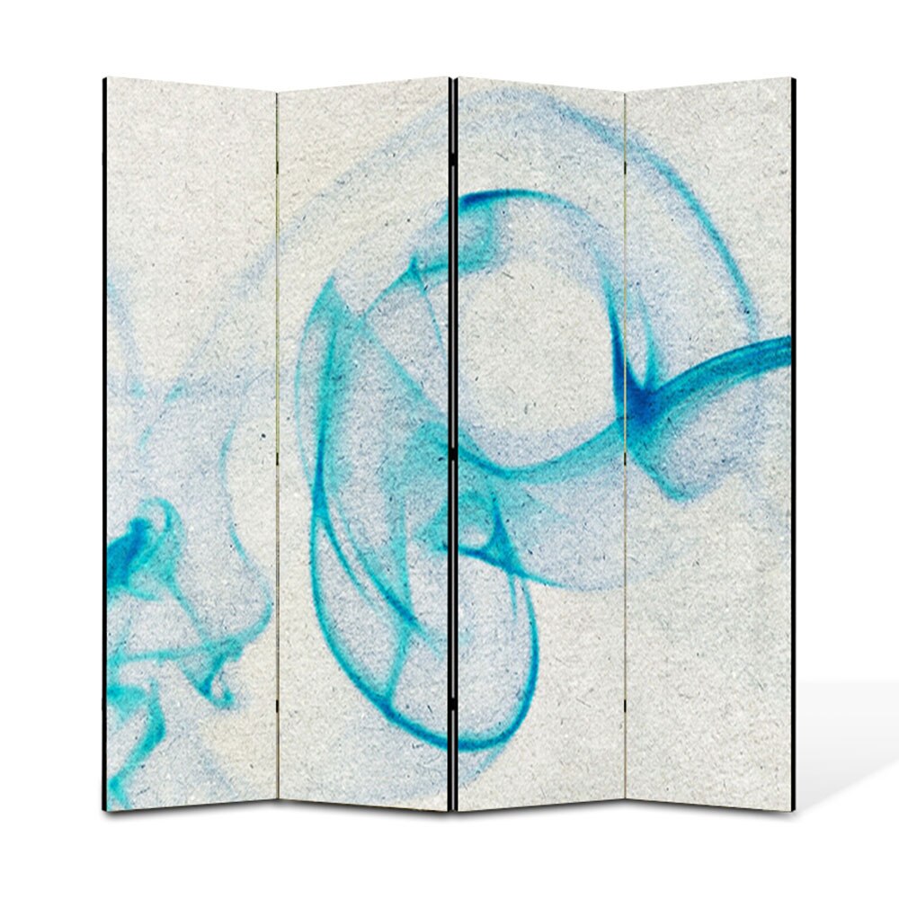 Paravan 4 piese Premium Heartwork TrueColor Fum bleu, Panza pe cadru de lemn, Decoratiuni Moderne pentru Casa, 4 x 45 x 180 cm, 180 x 180 cm