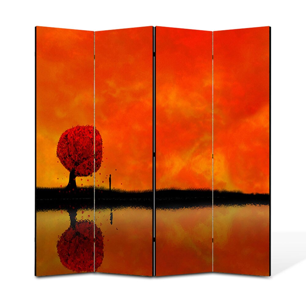 Paravan 4 piese Premium Heartwork TrueColor Amurg, Panza pe cadru de lemn, Decoratiuni Moderne pentru Casa, 4 x 45 x 180 cm, 180 x 180 cm