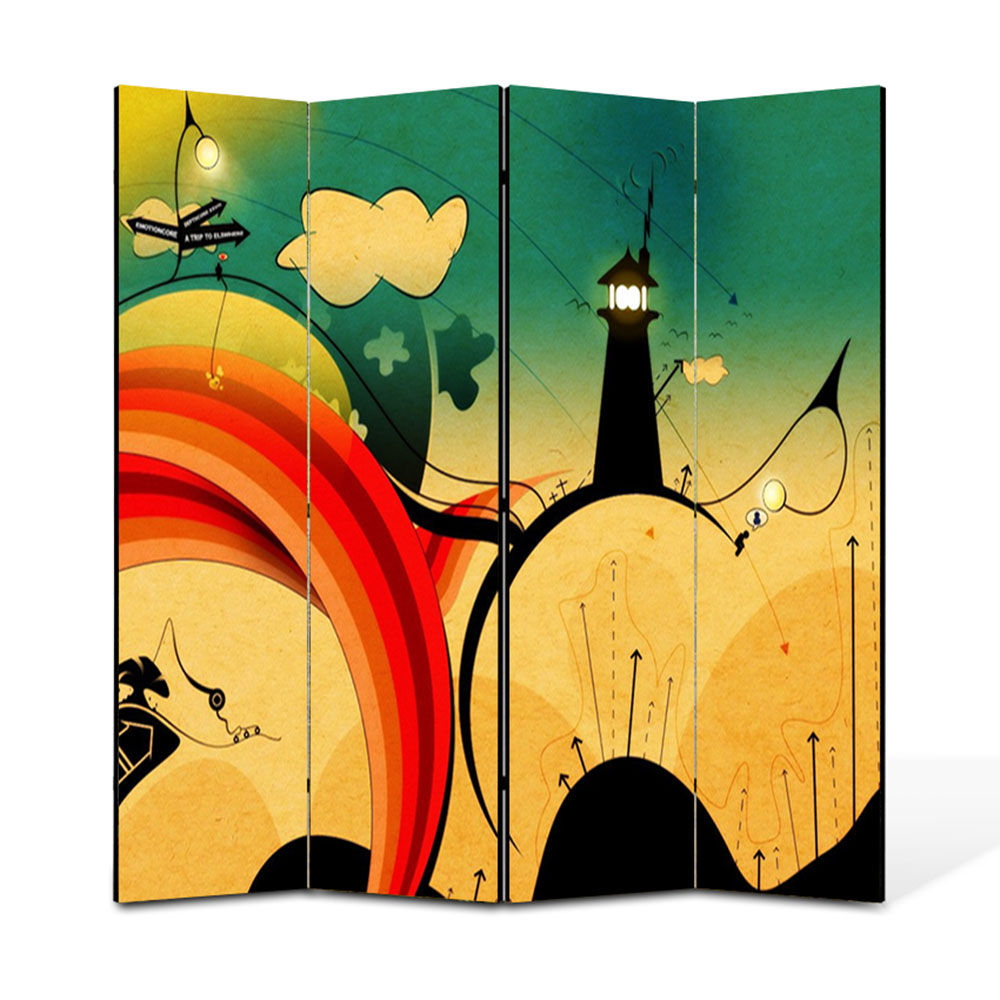 Paravan 4 piese Premium Heartwork TrueColor Desen contemporan, Panza pe cadru de lemn, Decoratiuni Moderne pentru Casa, 4 x 45 x 180 cm, 180 x 180 cm