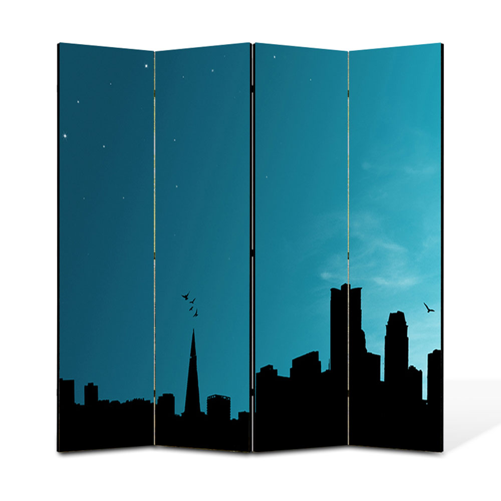 Paravan 4 piese Premium Heartwork TrueColor Orasul, Panza pe cadru de lemn, Decoratiuni Moderne pentru Casa, 4 x 45 x 180 cm, 180 x 180 cm