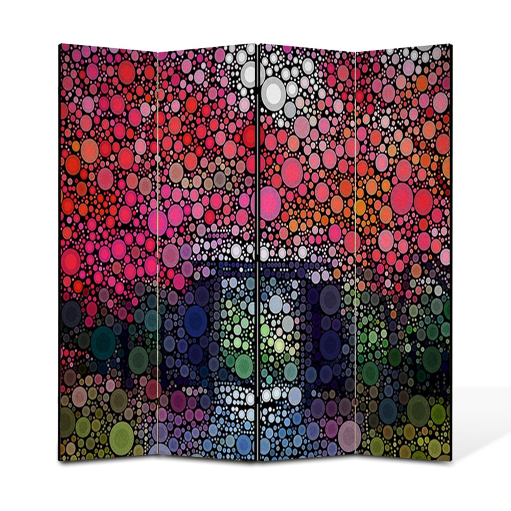 Paravan 4 piese Premium Heartwork TrueColor Cercuri in natura, Panza pe cadru de lemn, Decoratiuni Moderne pentru Casa, 4 x 45 x 180 cm, 180 x 180 cm