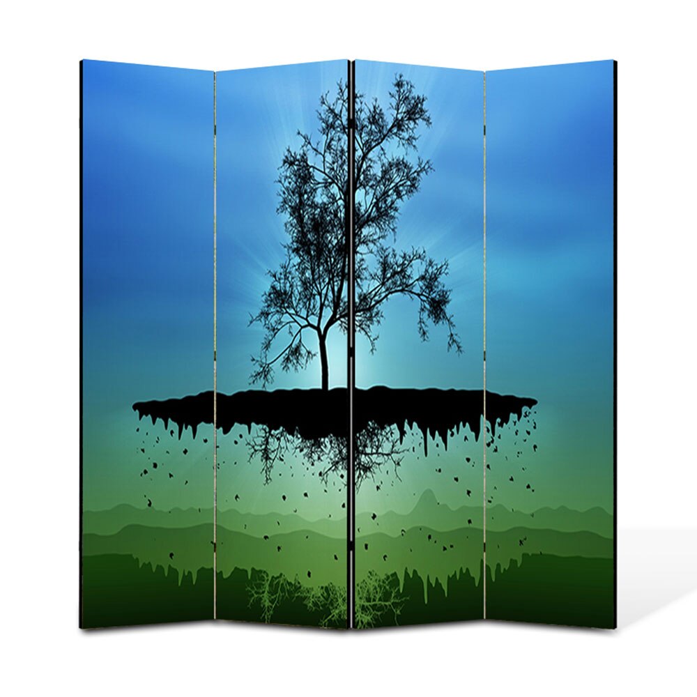 Paravan 4 piese Premium Heartwork TrueColor Copac plutitor, Panza pe cadru de lemn, Decoratiuni Moderne pentru Casa, 4 x 45 x 180 cm, 180 x 180 cm