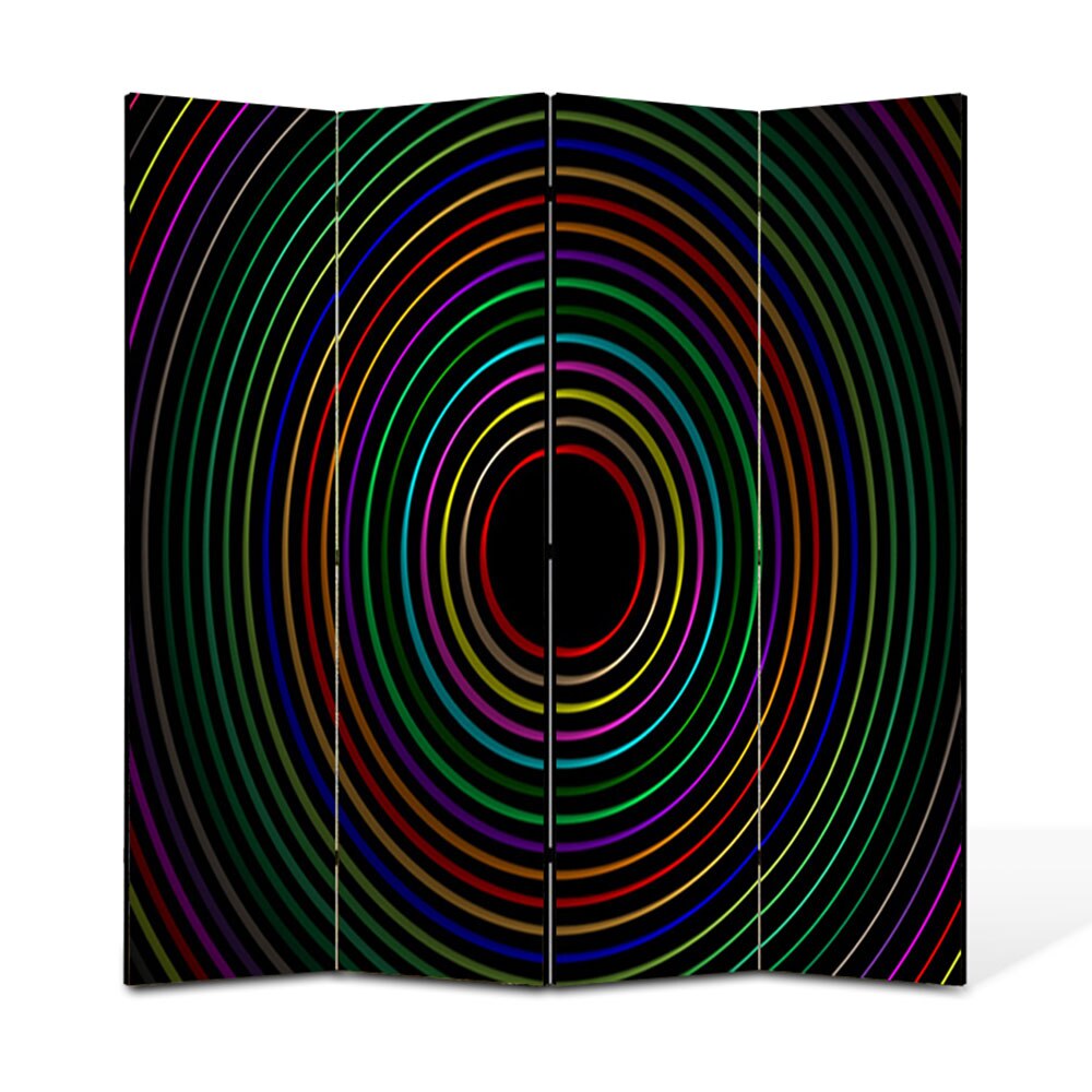 Paravan 4 piese Premium Heartwork TrueColor Cercuri colorate, Panza pe cadru de lemn, Decoratiuni Moderne pentru Casa, 4 x 45 x 180 cm, 180 x 180 cm