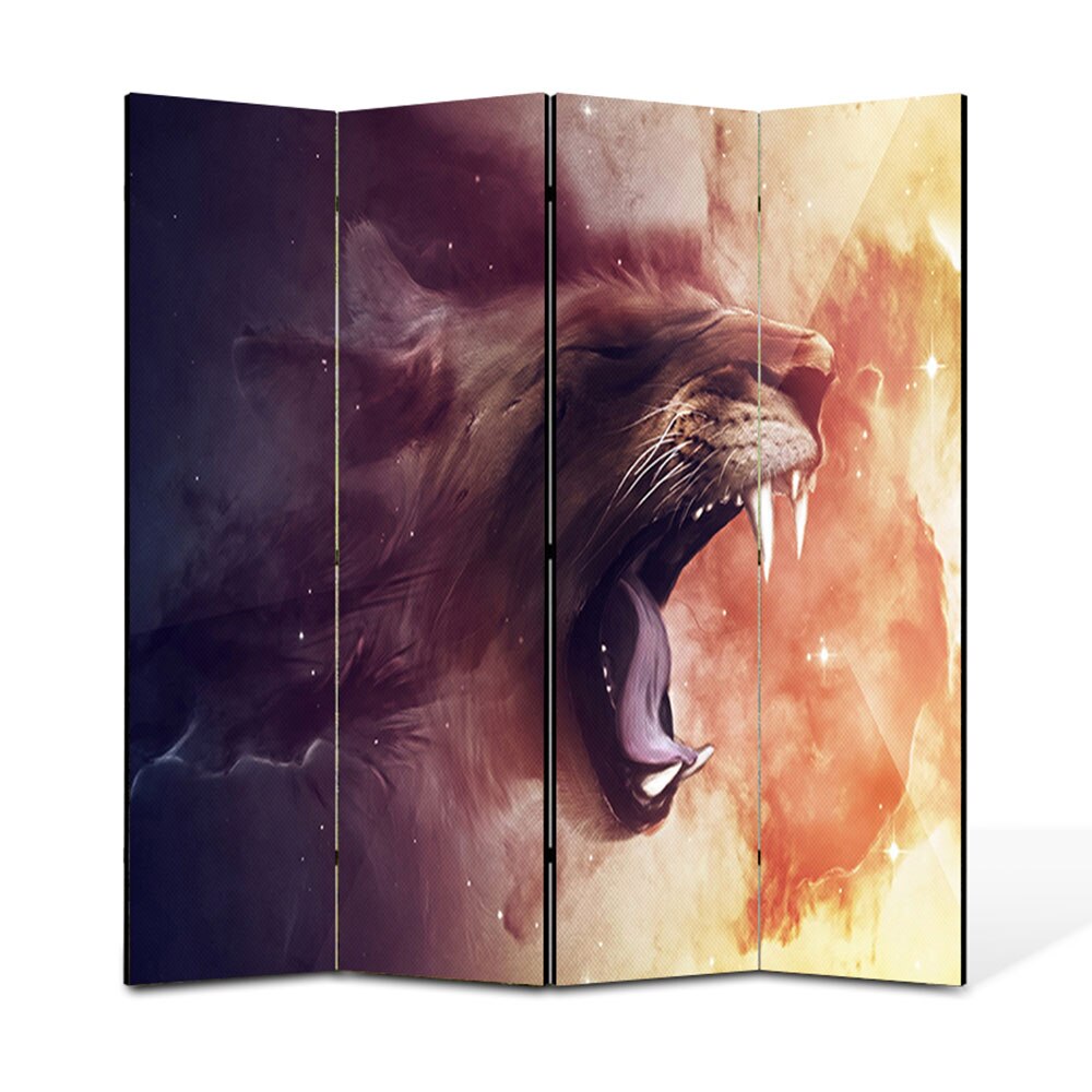 Paravan 4 piese Premium Heartwork TrueColor Furie, Panza pe cadru de lemn, Decoratiuni Moderne pentru Casa, 4 x 45 x 180 cm, 180 x 180 cm