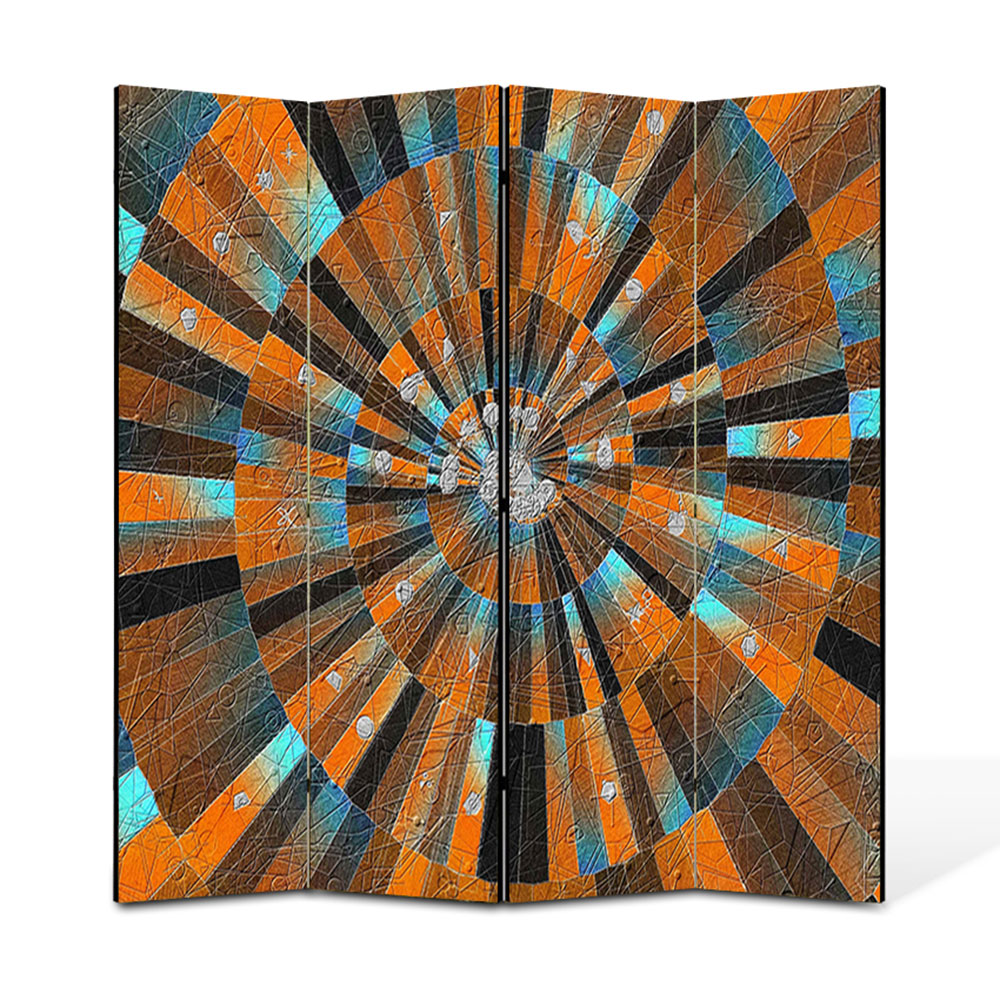 Paravan 4 piese Premium Heartwork TrueColor Scara abstracta, Panza pe cadru de lemn, Decoratiuni Moderne pentru Casa, 4 x 45 x 180 cm, 180 x 180 cm