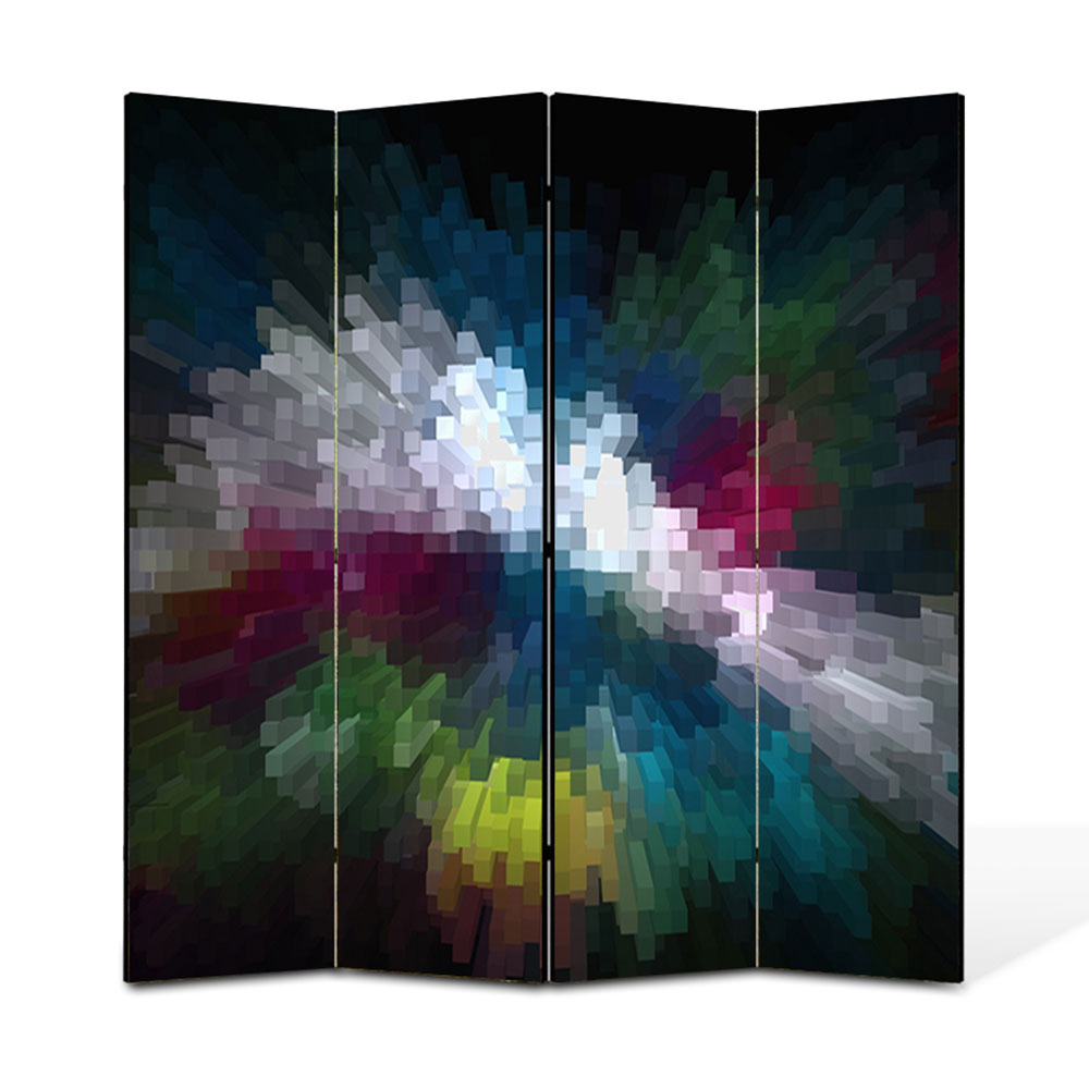 Paravan 4 piese Premium Heartwork TrueColor Distorsionat, Panza pe cadru de lemn, Decoratiuni Moderne pentru Casa, 4 x 45 x 180 cm, 180 x 180 cm