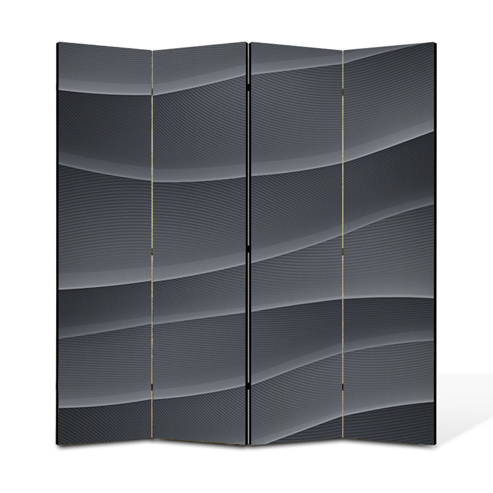 Paravan 4 piese Premium Heartwork TrueColor Dealuri Gri, Panza pe cadru de lemn, Decoratiuni Moderne pentru Casa, 4 x 45 x 180 cm, 180 x 180 cm