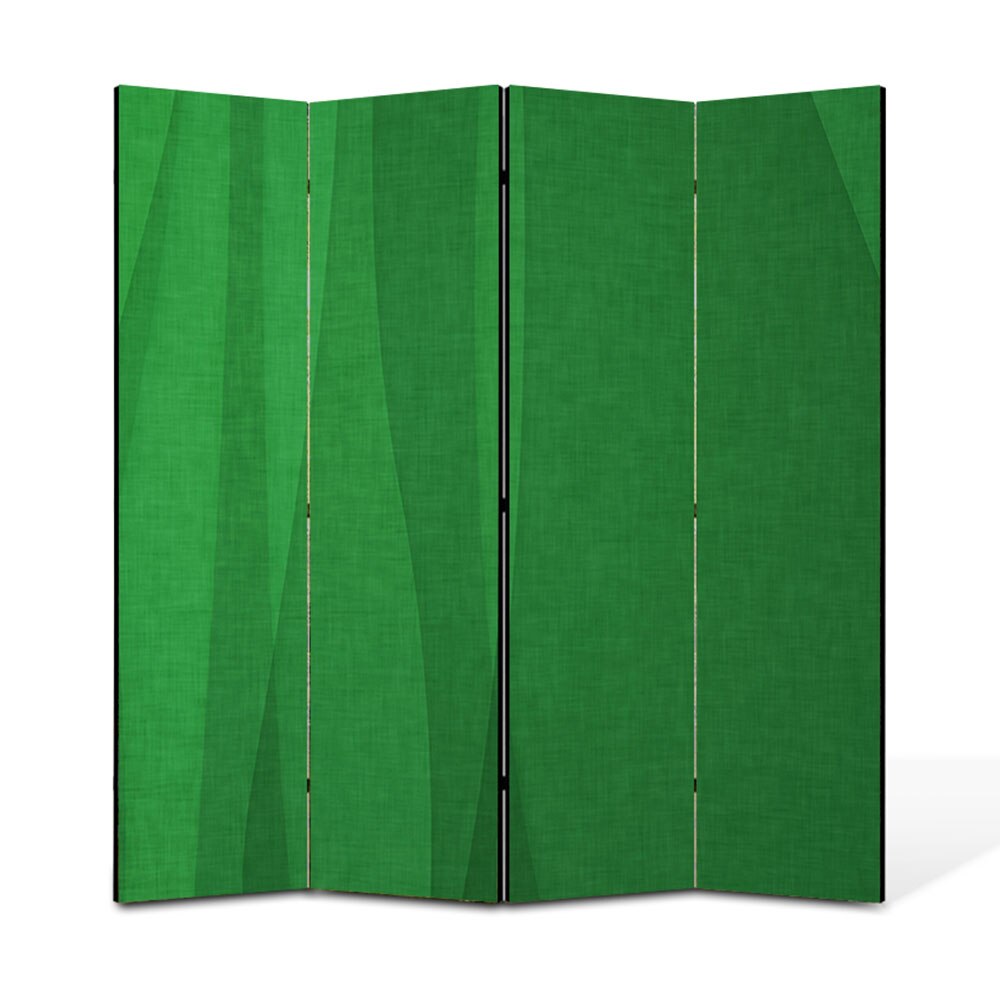 Paravan 4 piese Premium Heartwork TrueColor Matase verde, Panza pe cadru de lemn, Decoratiuni Moderne pentru Casa, 4 x 45 x 180 cm, 180 x 180 cm