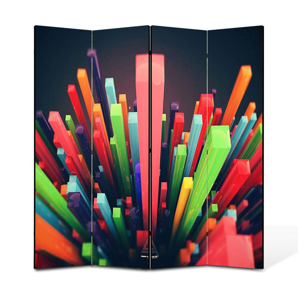 Paravan 4 piese Premium Heartwork TrueColor Zgarie nori abstracti, Panza pe cadru de lemn, Decoratiuni Moderne pentru Casa, 4 x 45 x 180 cm, 180 x 180 cm