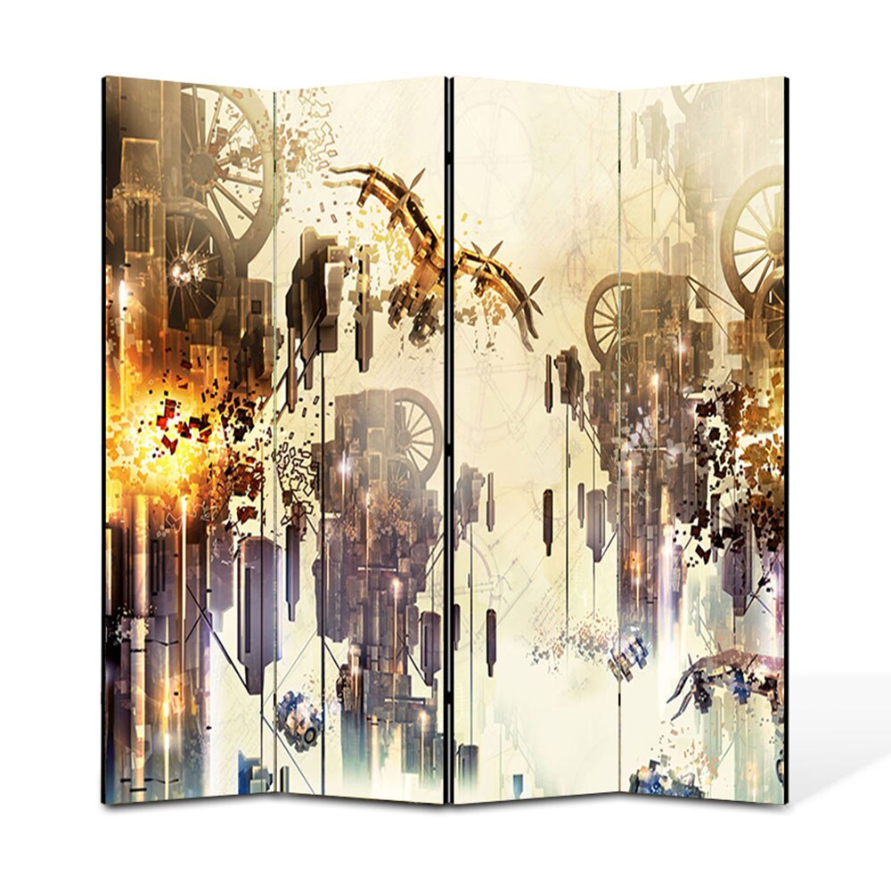 Paravan 4 piese Premium Heartwork TrueColor Mecanic, Panza pe cadru de lemn, Decoratiuni Moderne pentru Casa, 4 x 45 x 180 cm, 180 x 180 cm