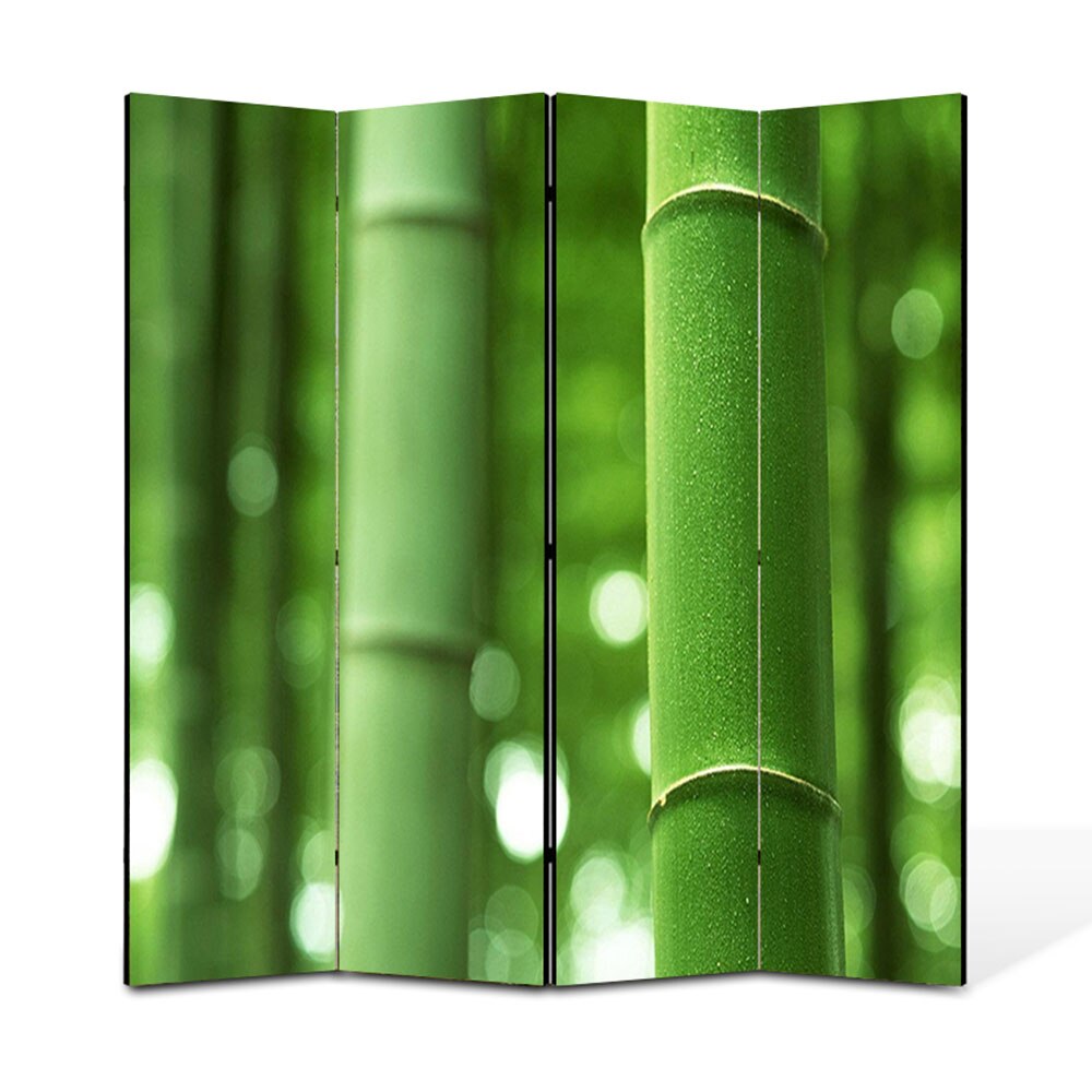 Paravan 4 piese Premium Heartwork TrueColor Bambus verde, Panza pe cadru de lemn, Decoratiuni Moderne pentru Casa, 4 x 45 x 180 cm, 180 x 180 cm