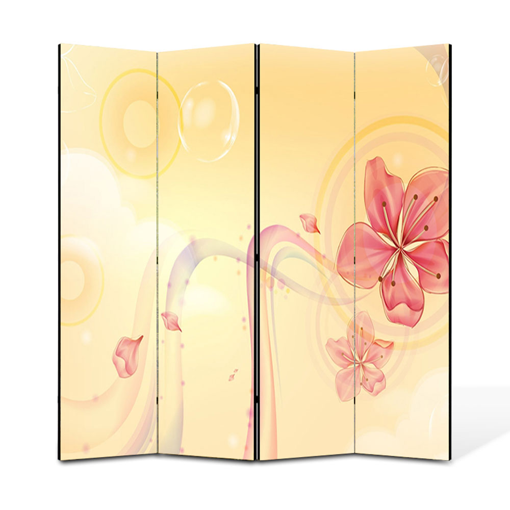 Paravan 4 piese Premium Heartwork TrueColor Floare, Panza pe cadru de lemn, Decoratiuni Moderne pentru Casa, 4 x 45 x 180 cm, 180 x 180 cm