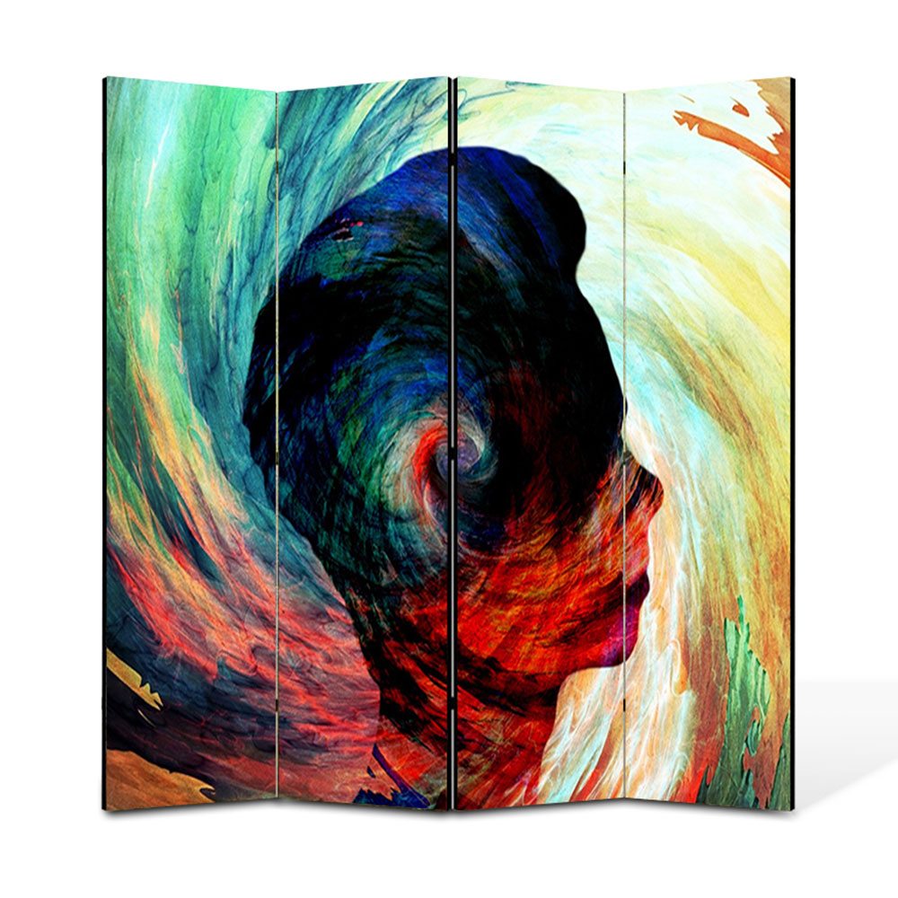 Paravan 4 piese Premium Heartwork TrueColor Silueta, Panza pe cadru de lemn, Decoratiuni Moderne pentru Casa, 4 x 45 x 180 cm, 180 x 180 cm