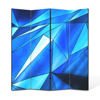 Paravan 4 piese Premium Heartwork TrueColor Triunghiuri albastre, Panza pe cadru de lemn, Decoratiuni Moderne pentru Casa, 4 x 45 x 180 cm, 180 x 180 cm Paravan 4 piese Premium Heartwork TrueColor Triunghiuri albastre, Panza pe cadru de lemn, Decoratiuni Moderne pentru Casa, 4 x 45 x 180 cm, 180 x 180 cm
