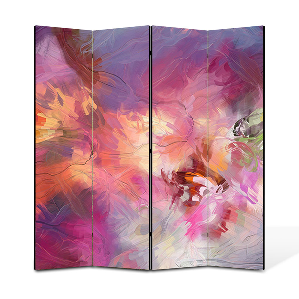 Paravan 4 piese Premium Heartwork TrueColor Roz, Panza pe cadru de lemn, Decoratiuni Moderne pentru Casa, 4 x 45 x 180 cm, 180 x 180 cm
