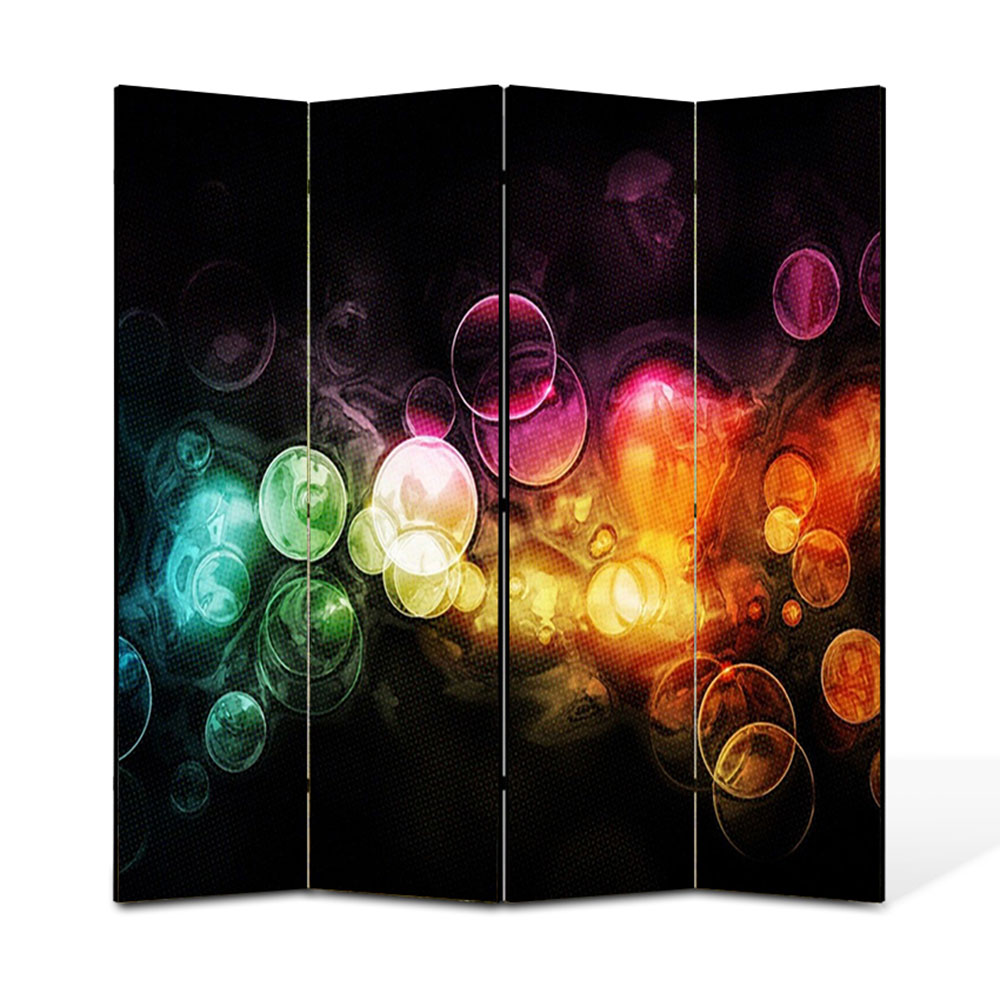 Paravan 4 piese Premium Heartwork TrueColor Lumini in ploaie, Panza pe cadru de lemn, Decoratiuni Moderne pentru Casa, 4 x 45 x 180 cm, 180 x 180 cm