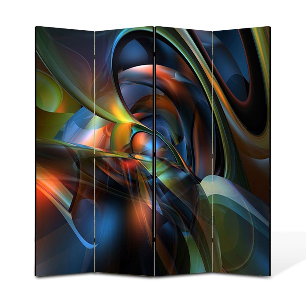 Paravan 4 piese Premium Heartwork TrueColor Sinusoidale, Panza pe cadru de lemn, Decoratiuni Moderne pentru Casa, 4 x 45 x 180 cm, 180 x 180 cm