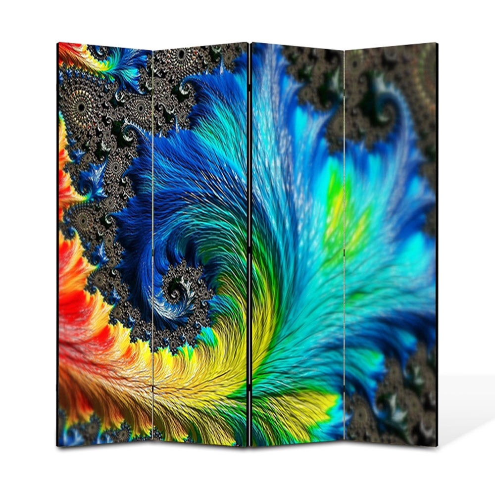 Paravan 4 piese Premium Heartwork TrueColor Pana colorata, Panza pe cadru de lemn, Decoratiuni Moderne pentru Casa, 4 x 45 x 180 cm, 180 x 180 cm