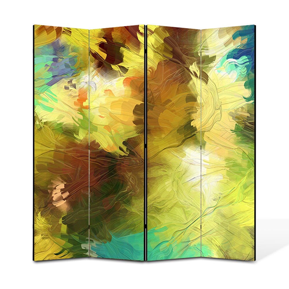 Paravan 4 piese Premium Heartwork TrueColor Dungi de pensula, Panza pe cadru de lemn, Decoratiuni Moderne pentru Casa, 4 x 45 x 180 cm, 180 x 180 cm