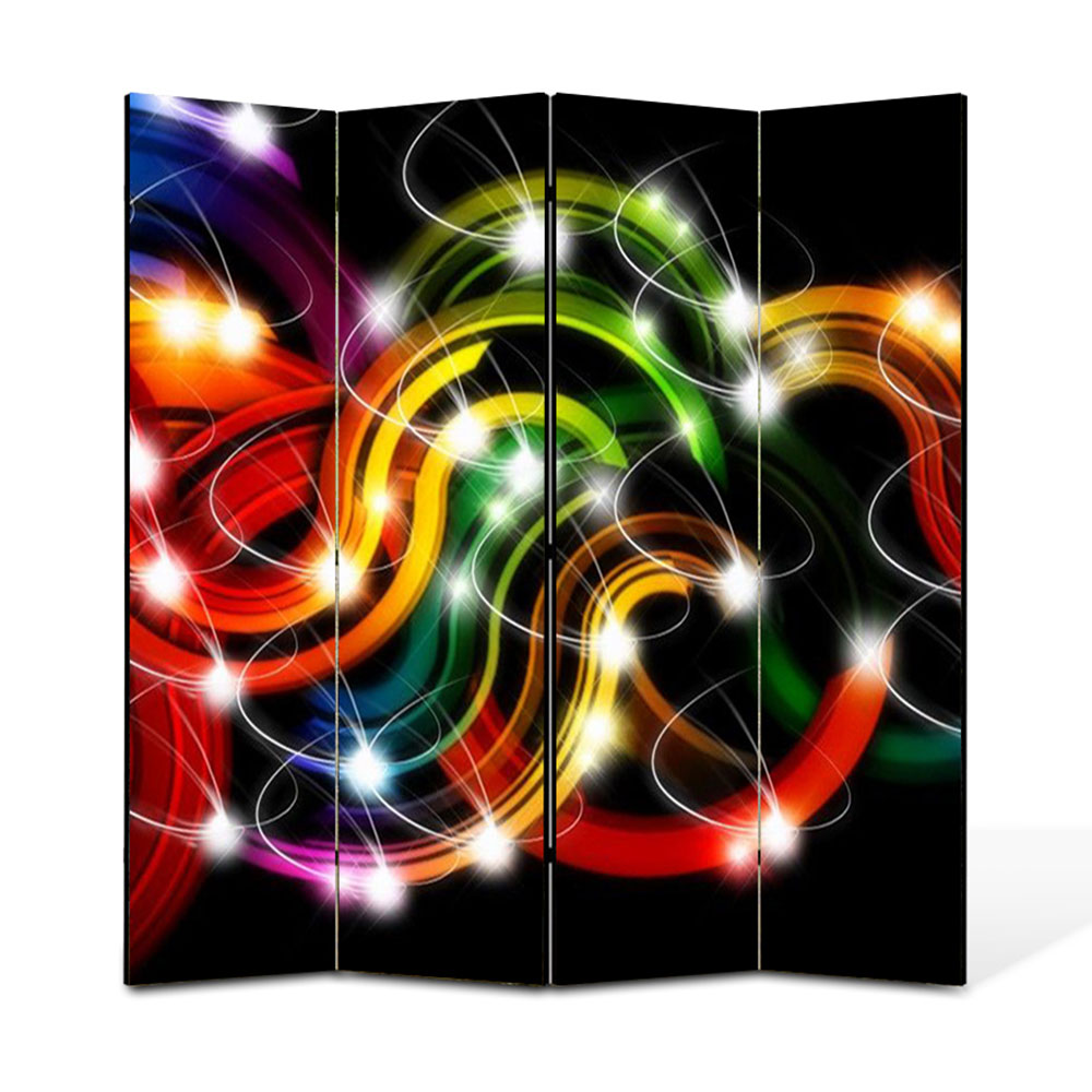 Paravan 4 piese Premium Heartwork TrueColor Sirag de lumini, Panza pe cadru de lemn, Decoratiuni Moderne pentru Casa, 4 x 45 x 180 cm, 180 x 180 cm