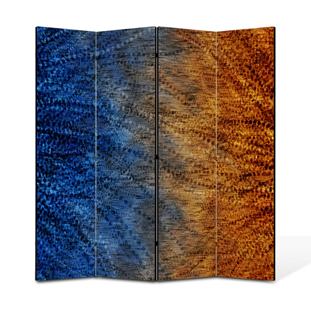Paravan 4 piese Premium Heartwork TrueColor Pana de paun, Panza pe cadru de lemn, Decoratiuni Moderne pentru Casa, 4 x 45 x 180 cm, 180 x 180 cm