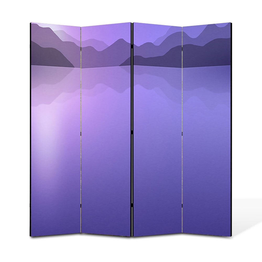 Paravan 4 piese Premium Heartwork TrueColor Peisaj Violet, Panza pe cadru de lemn, Decoratiuni Moderne pentru Casa, 4 x 45 x 180 cm, 180 x 180 cm