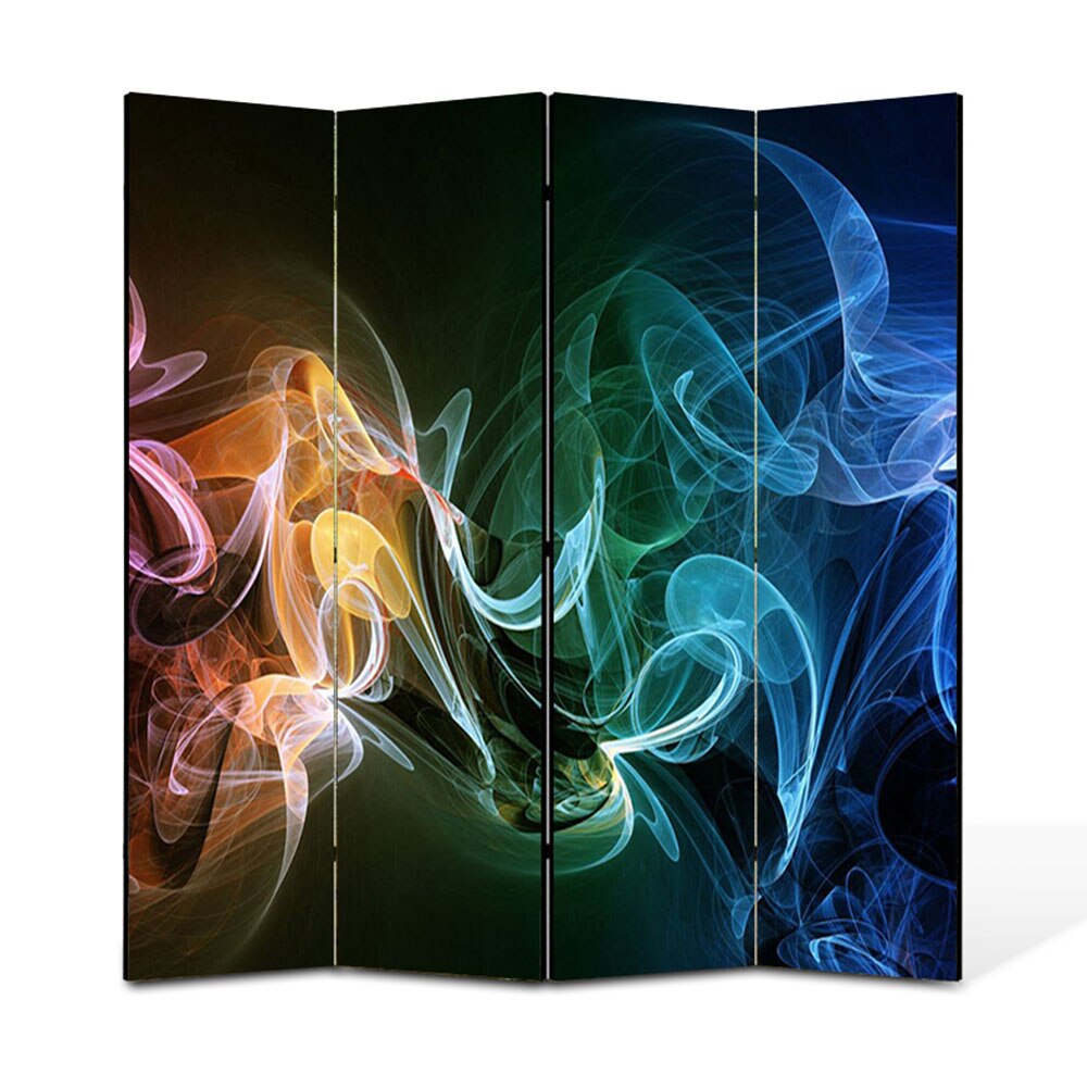 Paravan 4 piese Premium Heartwork TrueColor Fum multicolor, Panza pe cadru de lemn, Decoratiuni Moderne pentru Casa, 4 x 45 x 180 cm, 180 x 180 cm