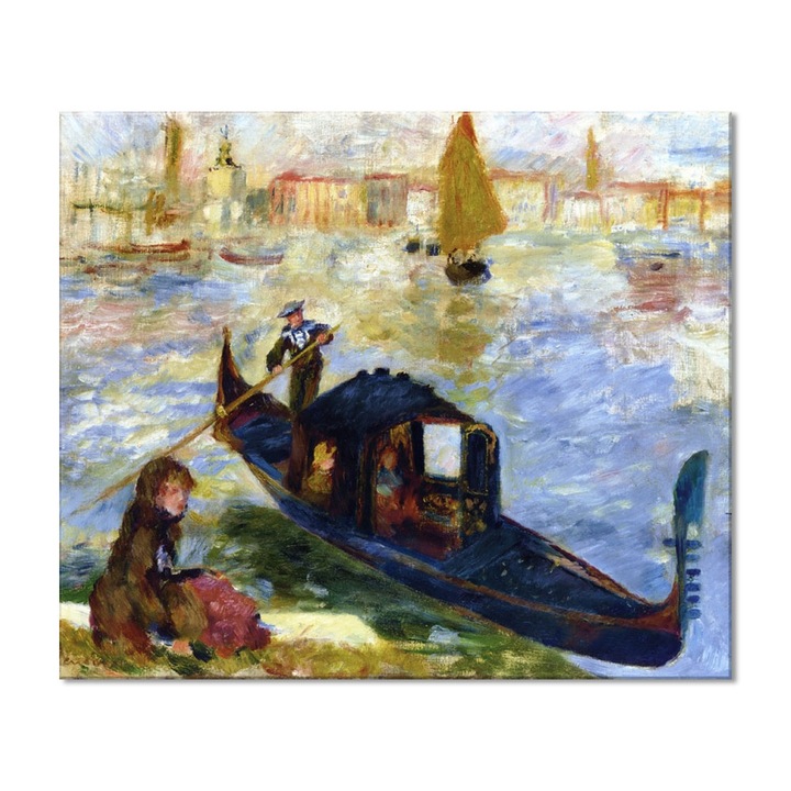 Tablou Canvas Premium Arta Clasica Heartwork, Reproducere, Pierre-Auguste Renoir, Gondola 1881, 68 cm x 80 cm