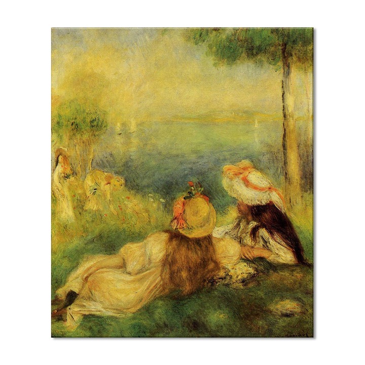 Tablou Canvas Premium Arta Clasica Heartwork, Reproducere, Pierre-Auguste Renoir, Young girls by the sea 1894, 80 cm x 68 cm
