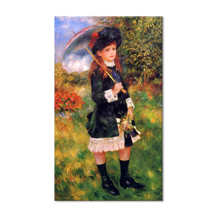 Tablou Canvas Premium Arta Clasica Heartwork, Reproducere, Pierre-Auguste Renoir, Young girl with a parasol, Aline Nunes 1883, 80 cm x 47 cm
